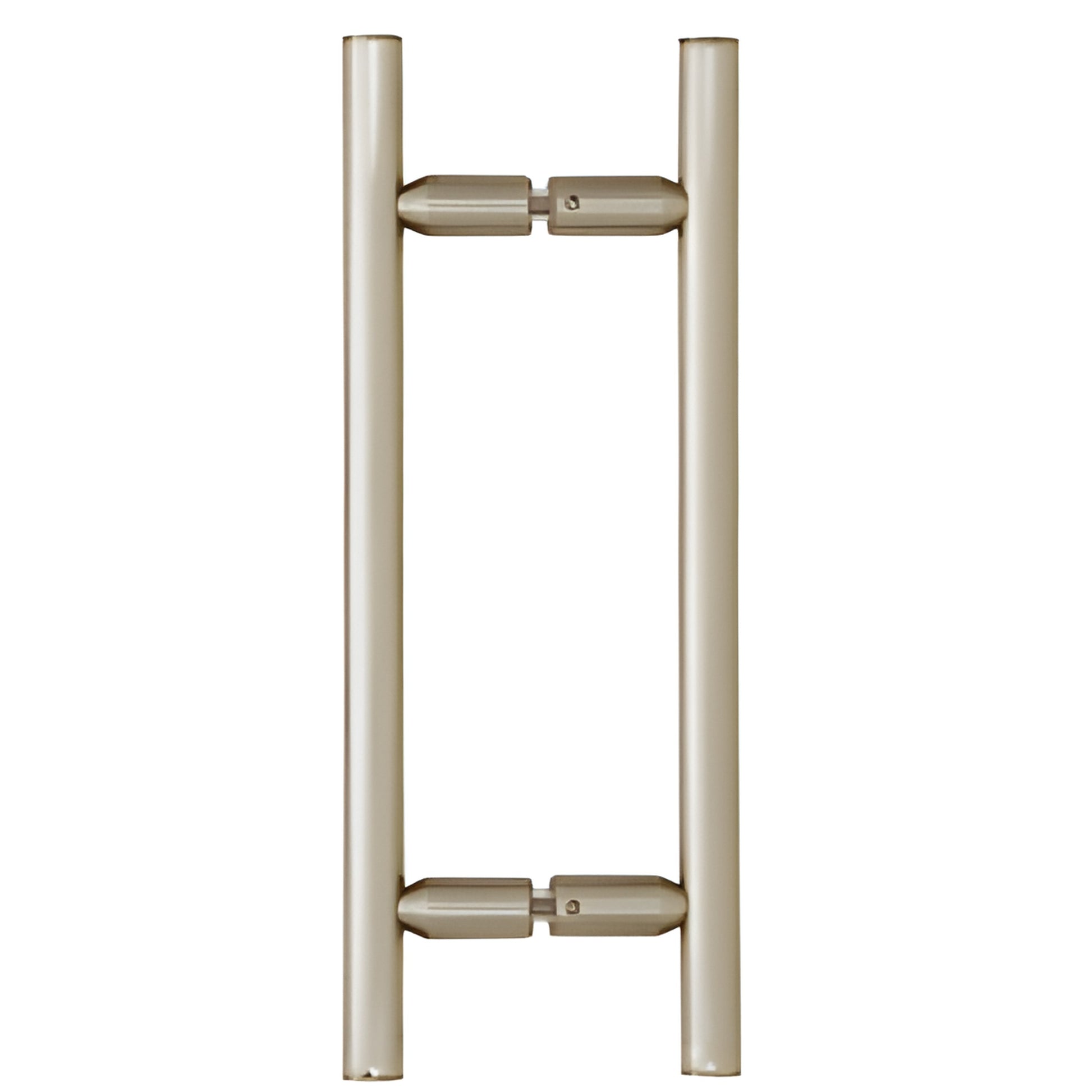LP8X8BN brushed nickel ladder-style brass shower door pull, back-to-back 8in center, 3/4in diameter