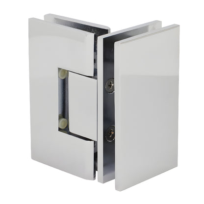 Polished chrome square glass-to-glass shower hinge, brass Vienna 90 self-centering (SKU V1E092CH)