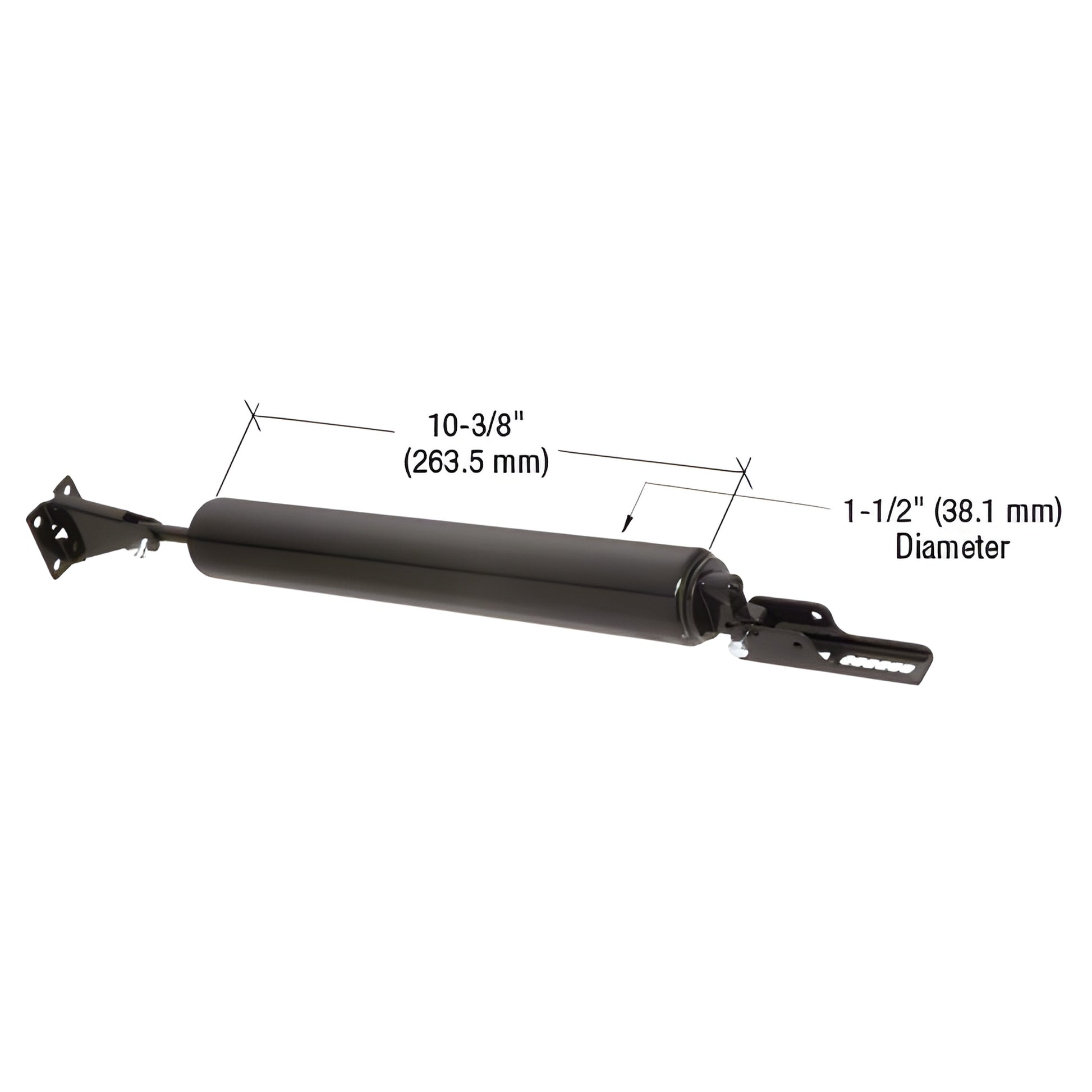 K5109 black aluminum pneumatic door closer, 10-3/8 in long, 1-1/2 in diameter, adjustable speed, heavy-duty for outswing wood
