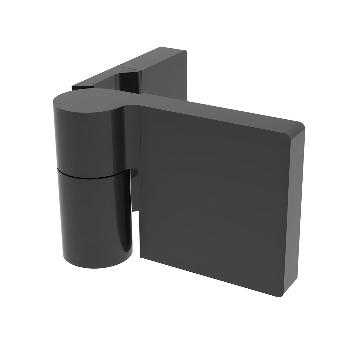 LUG044LMBL matte black Lugano glass shower hinge, modern concealed brass design for 8-10mm glass, right-hand.