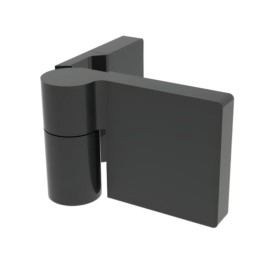LUG044LMBL matte black Lugano glass shower hinge, modern concealed brass design for 8-10mm glass, right-hand.