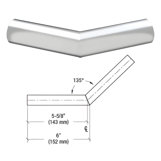 PR15H3PS polished stainless steel 135 handrail corner sleeve, ready-to-install, 304 stainless