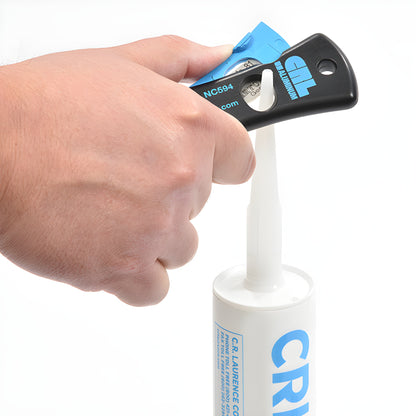 CRL NC594 cartridge nozzle cutter - black plastic handheld trimmer with blue blade housing.