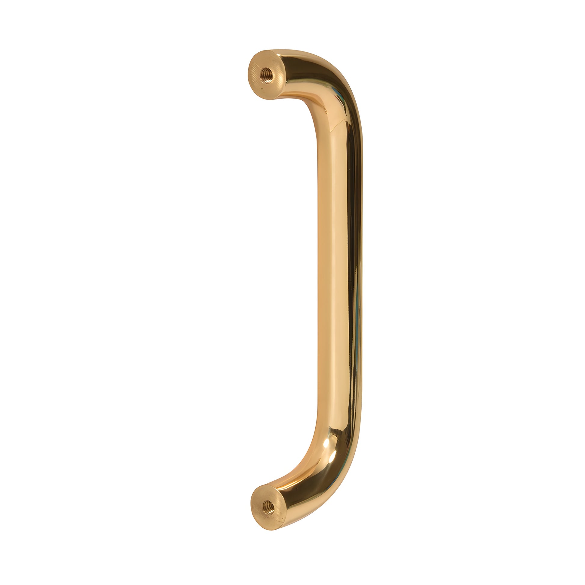 Polished brass 3/4" (19 mm) single-sided pull handle with thru-bolts, 8" center - SKU M16383