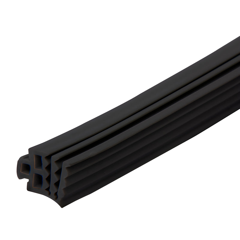 Black EPDM fixed-profile glass gasket (SKU FFPBL25) for Fallbrook partitions; fits 8, 10, 12mm and 20, 22, 24mm glass.