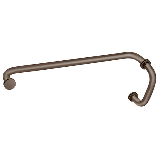 Oil-rubbed bronze brass pull handle & 18-inch towel bar combo for glass doors with metal washers - SKU BM6X180RB