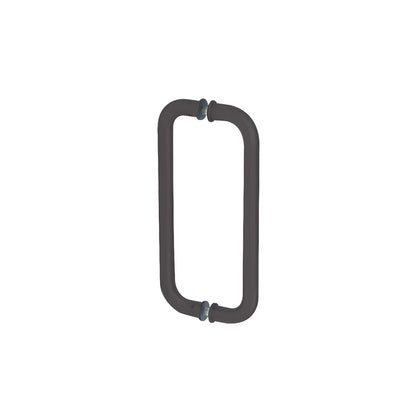 Glass-mounted rectangular pull handle, 1 in dia, black bronze anodized, fits 3/8-3/4 in glass. SKU CM10X10DU