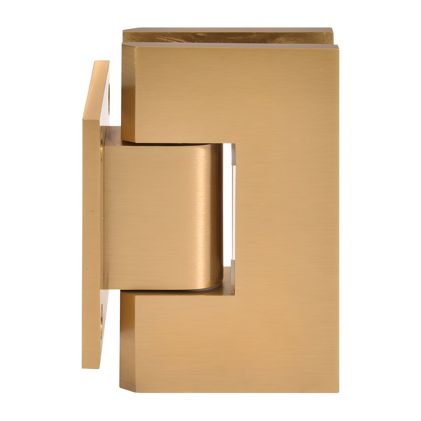 V1E074MG Vienna solid brass shower door hinge, modern gold wall-mount short back plate for 3/8-1/2" tempered glass