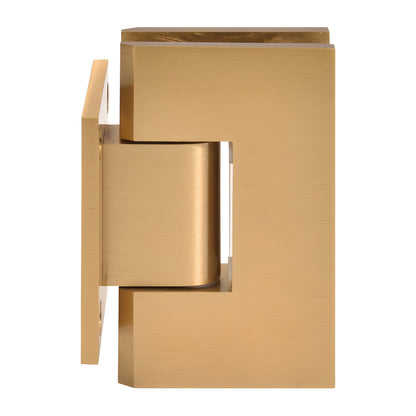 V1E074MG Vienna solid brass shower door hinge, modern gold wall-mount short back plate for 3/8-1/2" tempered glass