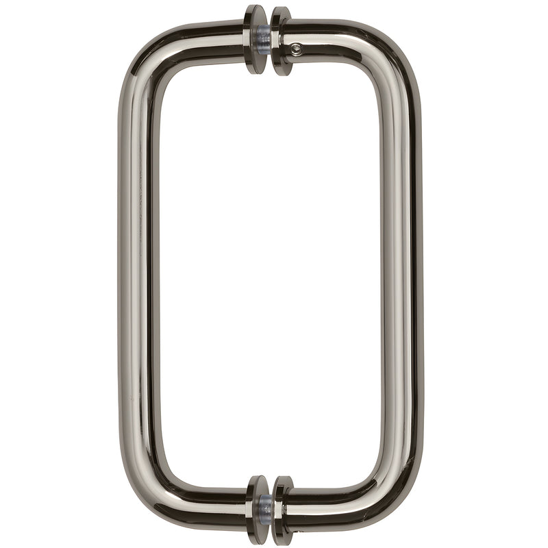 Polished nickel solid brass rectangular pull handle, 3/4 dia, back-to-back with washers, fits 6-12mm glass (SKU SPH8PN)