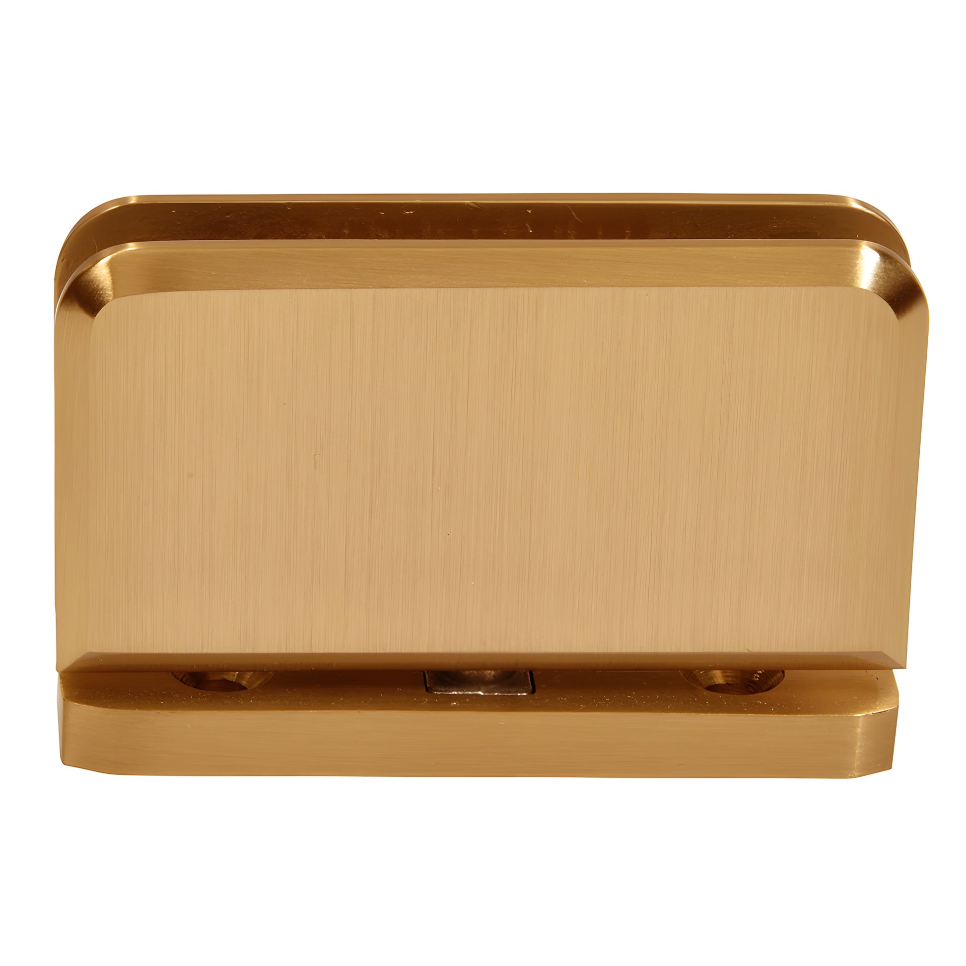 JRPPH01SB satin brass Junior Prima bottom-load pivot hinge for 1/4" (6 mm) tempered glass.