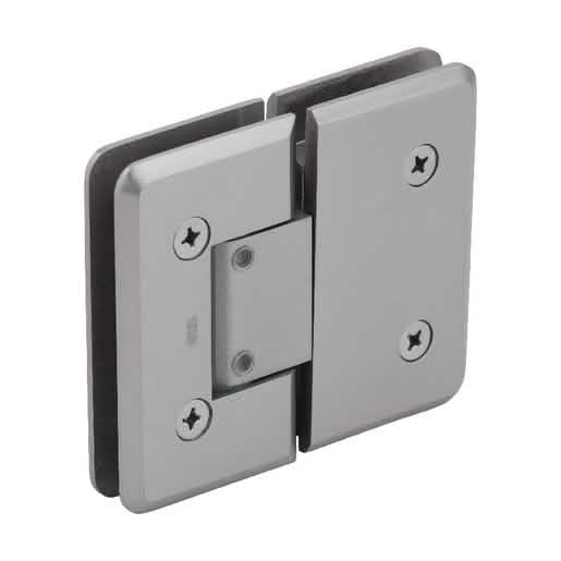 CRL Brushed Nickel Cologne 380 Series Glass-to-Glass Hinge, Adjustable 180º, Sleek Design