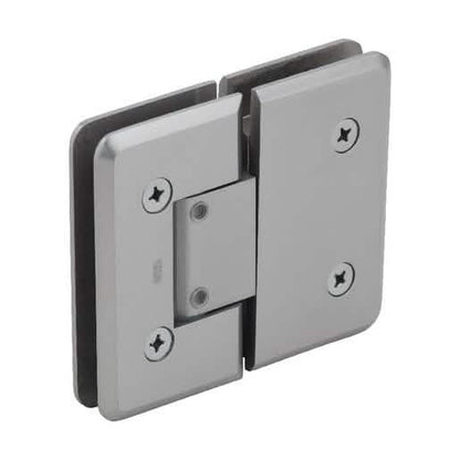 CRL Brushed Nickel Cologne 380 Series Glass-to-Glass Hinge, Adjustable 180º, Sleek Design
