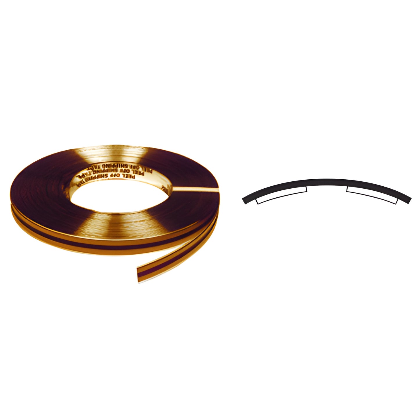 Brass reflective adhesive trim tape roll (PRT490BR), 1" x 100', mirror like ABS for concealing mirror edges