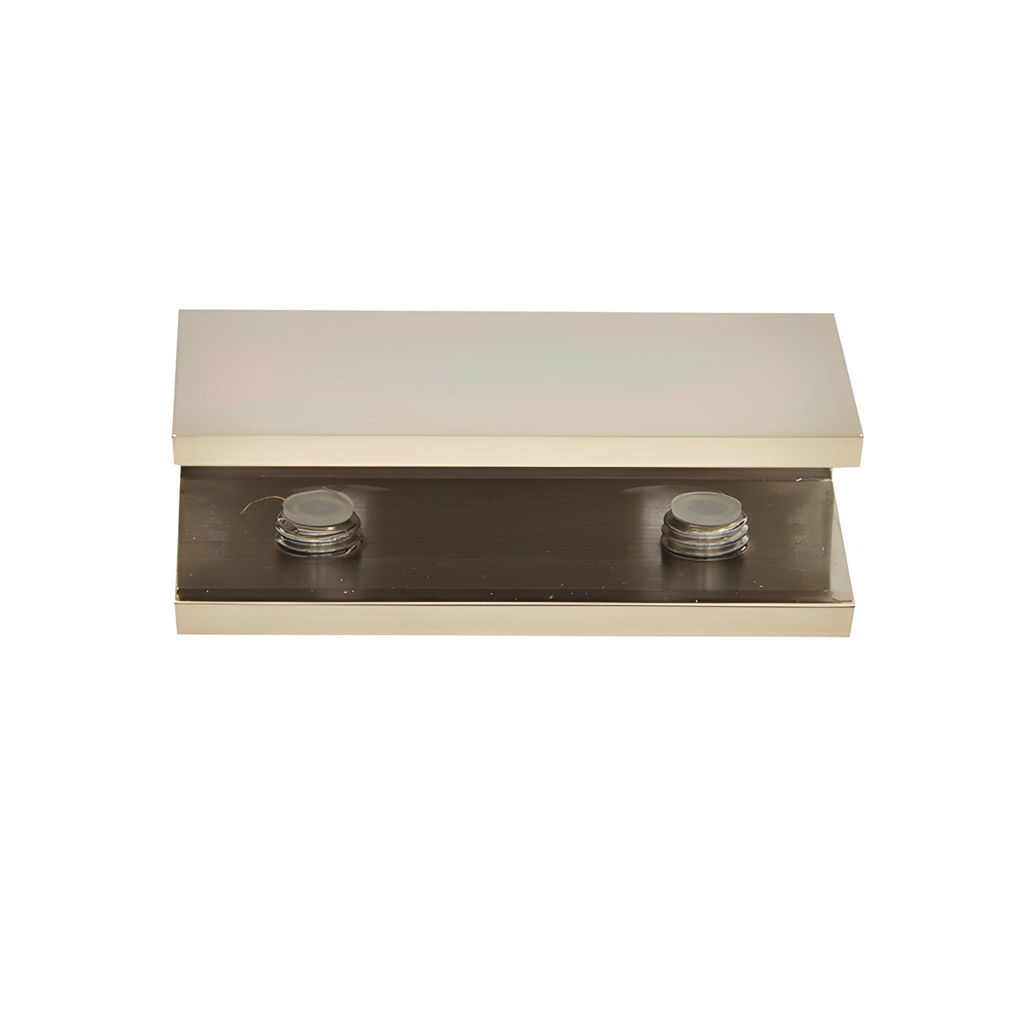 Polished nickel brass no-drill fixed panel clamp kit (SKU NDC4PN) with clear gasket and mounting screws for 8-10mm glass