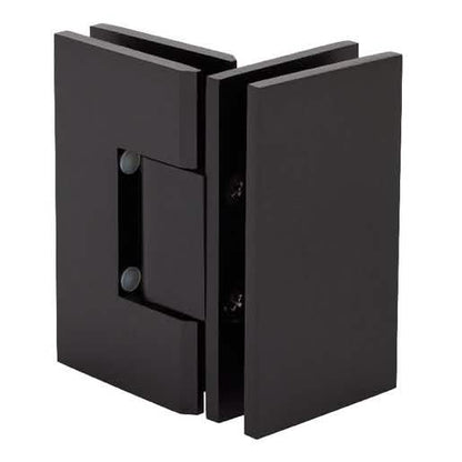 Oil Rubbed Bronze Geneva 092 Glass-to-Glass Hinge - 90°; sleek & durable design.