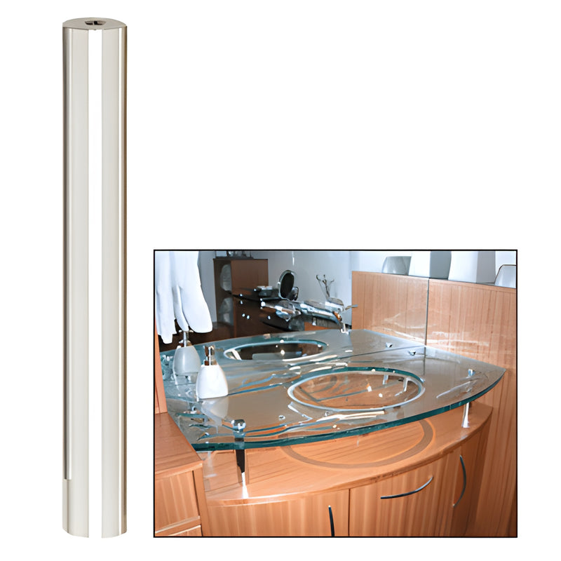 Polished chrome 3/4" brass standoff, 6" length for mounting glass panels - SKU S0B346CH