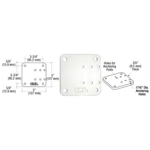 CRL Sky White 5" x 5" Offset Base Plate - Durable, versatile, sleek design for any project