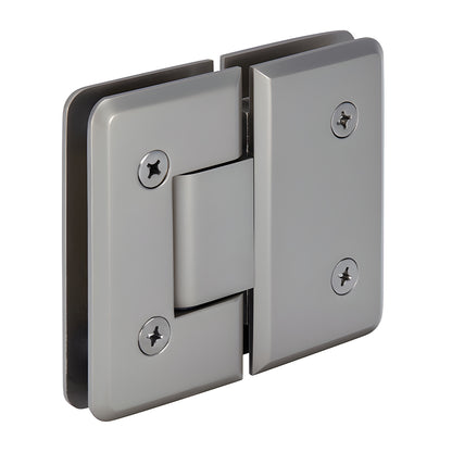 Satin nickel Cologne 180 glass-to-glass beveled shower hinge, solid brass. SKU C0L180SN
