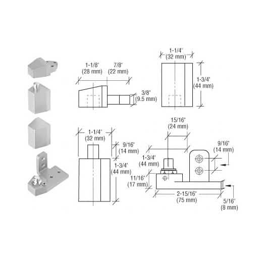 CRL Aluminum Offset Right Hand Pivot Set with 1/8" Recess - Durable and reliable pivot set