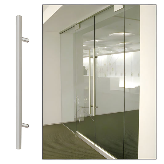 36LPSBS brushed stainless steel 36 in back-to-back ladder pull for 3/8-3/4 in glass doors, 1-1/4 in dia
