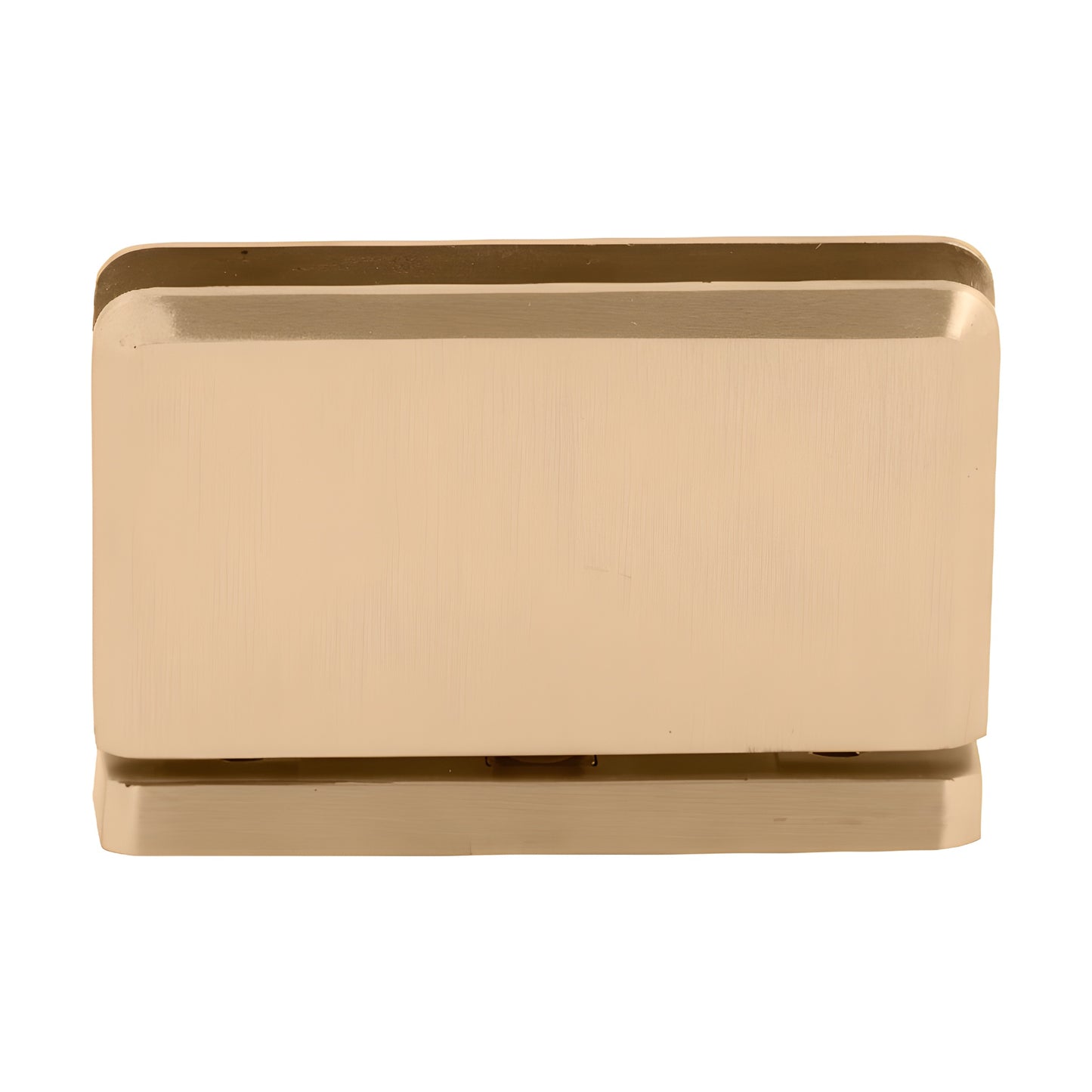 Satin brass Prima pivot hinge for 8-10mm glass shower door, beveled rectangular design (SKU: PPH01SB)