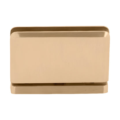 Satin brass Prima pivot hinge for 8-10mm glass shower door, beveled rectangular design (SKU: PPH01SB)