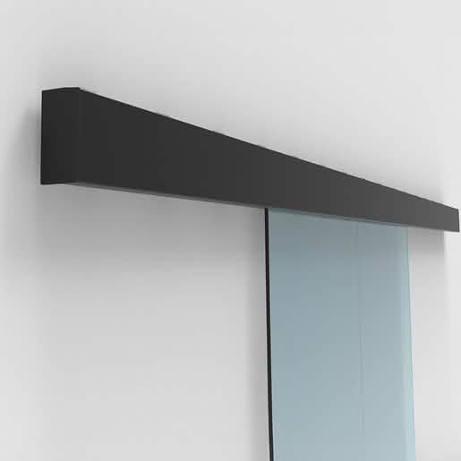 CRL50 Matte Black Bi-Parting Synchronized Wall Mount Kit - sleek, modern design.