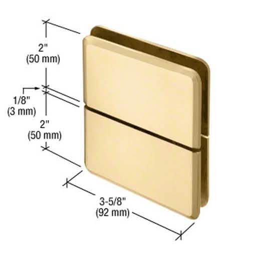 CRL Satin Brass Prima 02 Series Glass-To-Glass Mount Hinge for sleek, modern design.