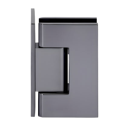 Gun metal Vienna brass shower door hinge (wall-mount offset) for 3/8-1/2" glass, squared design, SKU V1E044GM