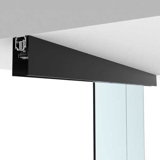 Matte Black CRL70 Synchronized Ceiling Mount Bi-Parting Pocket Slider Kit - Image 1