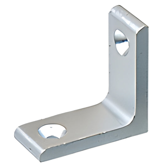 D664BA bright anodized aluminum L brace with two countersunk screw holes for partition posts
