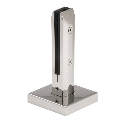 AFWC1SPS polished stainless steel one-piece surface-mount glass clamp on square base for 3/8-1/2 or 9/16 glass