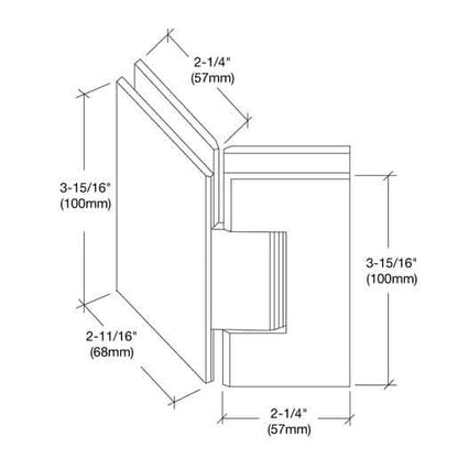 CRL Unlacquered Brass Vienna 045 Series 135° Glass-to-Glass Hinge - Durable & Stylish