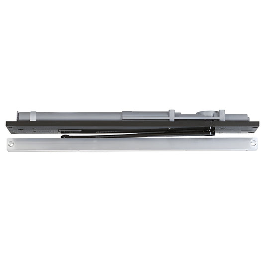 LCN 2035RDU overhead concealed door closer, shallow-transom design in dark bronze, single-lever arm.