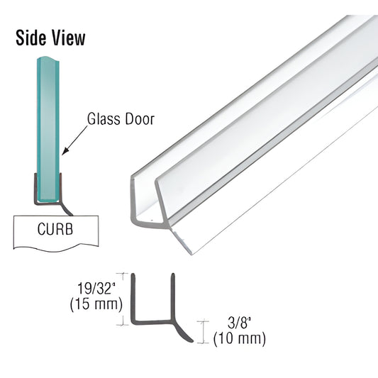 P120WS clear dual-durometer PVC snap-on door seal/sweep for 1/2" (12mm) glass, flexible wipe lip.
