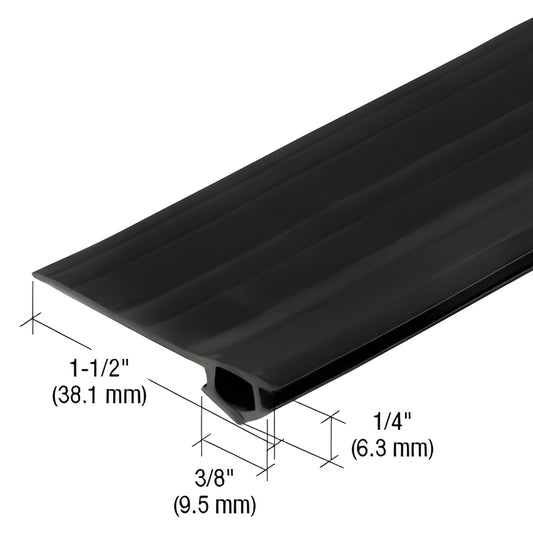 Black vinyl sliding glass door bug strip, 1-1/2" wide x 1/4" high, flexible extruded vinyl flap - SKU BS3109BLC