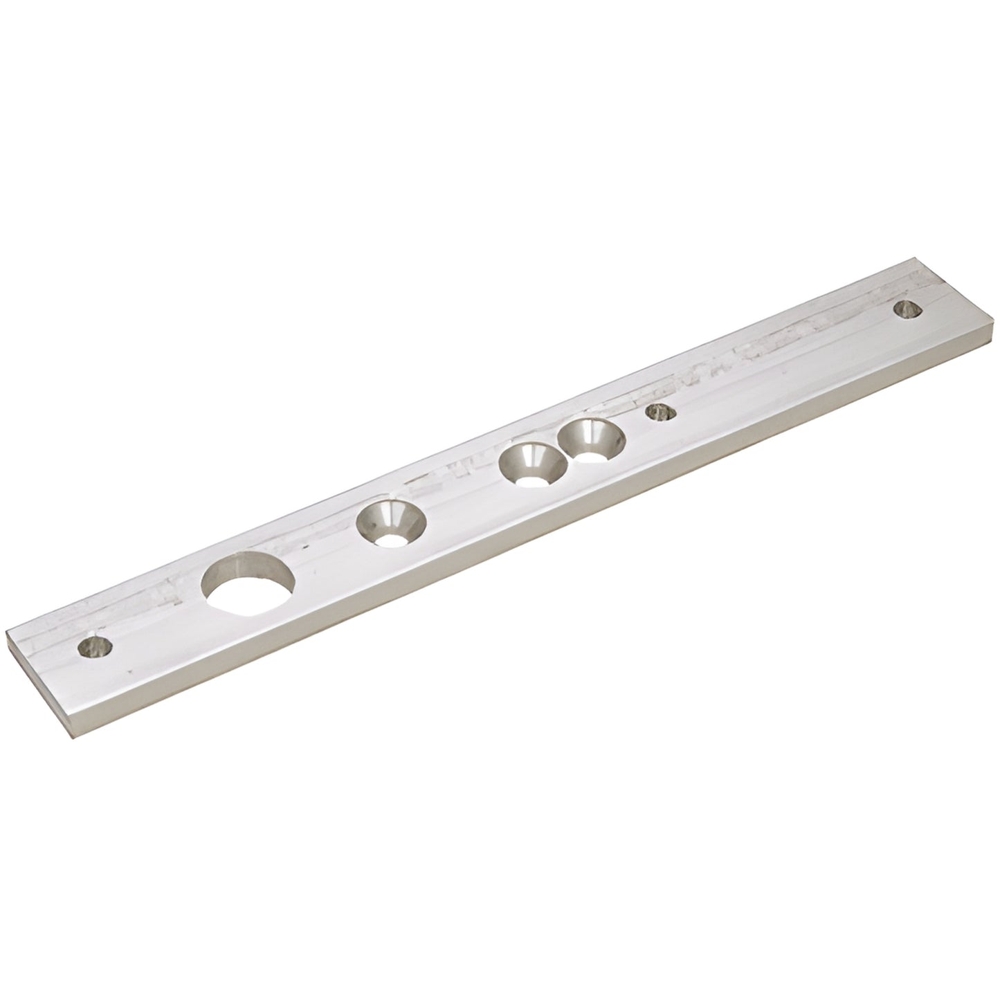 Aluminum CRLJ580ADP adapter block - long rectangular mounting bar with multiple countersunk and through holes for J580 pivot