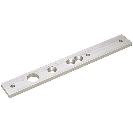 Aluminum CRLJ580ADP adapter block - long rectangular mounting bar with multiple countersunk and through holes for J580 pivot
