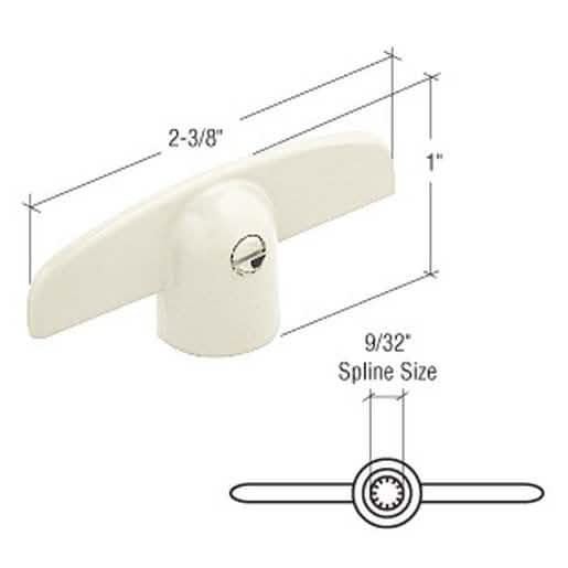 CRL White T-Crank Window Handle for Peachtree, 9/32" Spline, Durable and Stylish Design