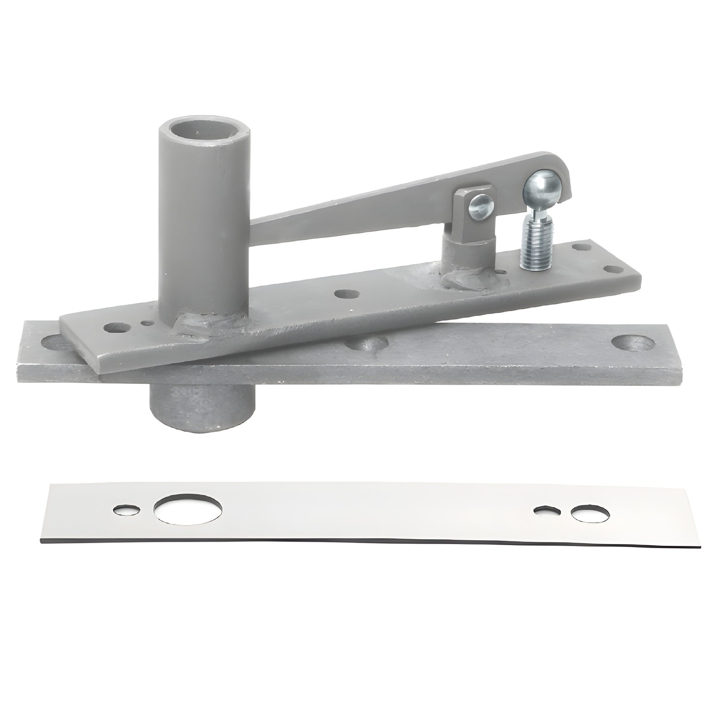 Rixson H345PC heavy-duty center-hung top pivot, aluminum walking-beam assembly with polished chrome cover plate