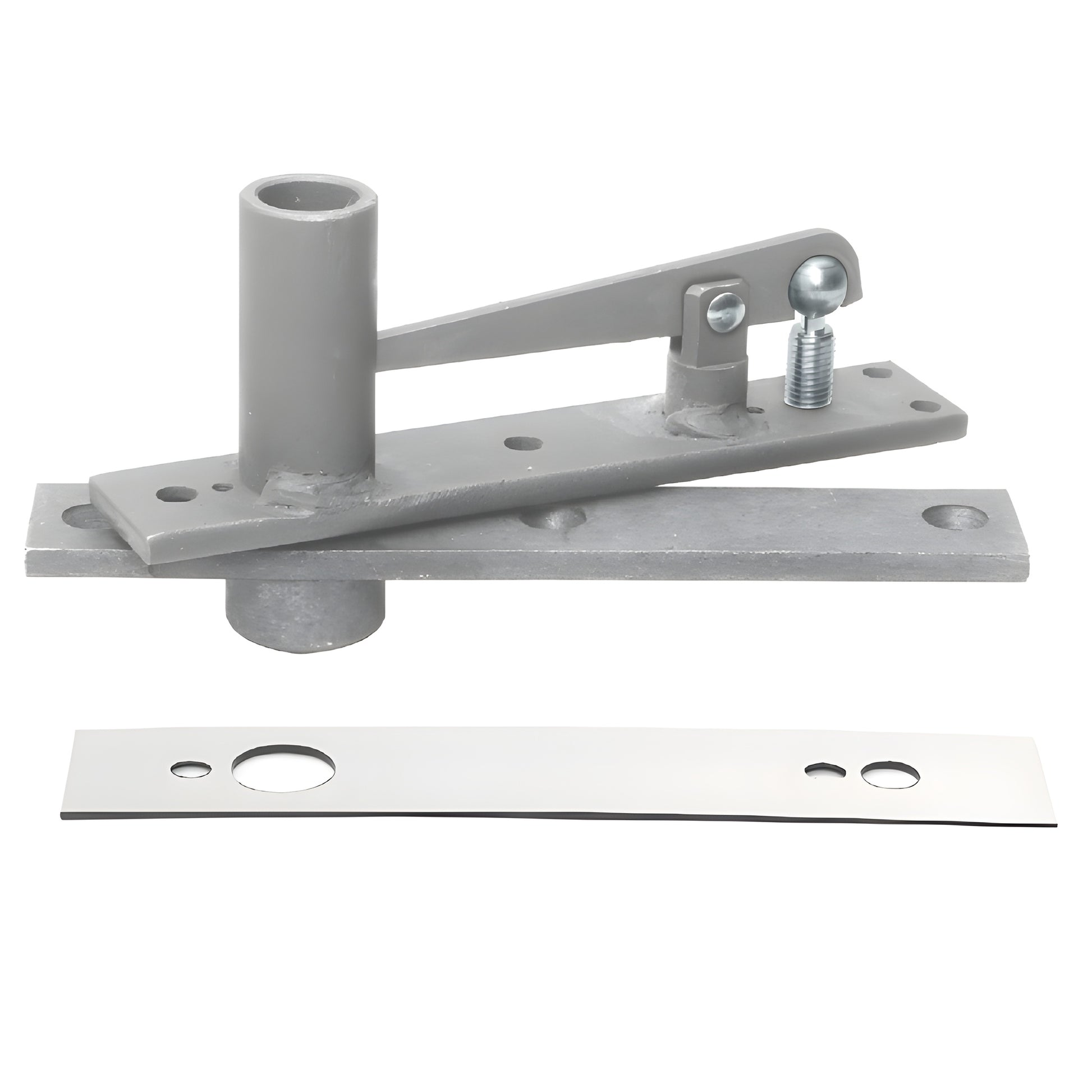 Rixson H345PC heavy-duty center-hung top pivot, aluminum walking-beam assembly with polished chrome cover plate