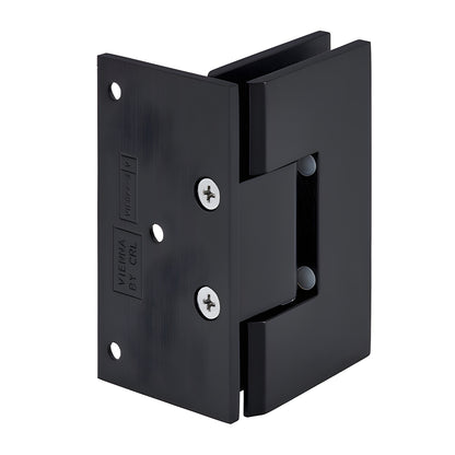 Matte black brass Vienna shower hinge V1E544MBL, squared offset wall-mount for 3/8-1/2 in glass, 5 pre-set