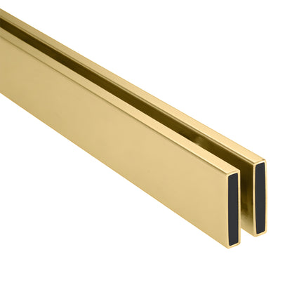 BRXH1SB 73-inch Brixen satin brass stainless steel replacement header bar for frameless sliding shower doors.