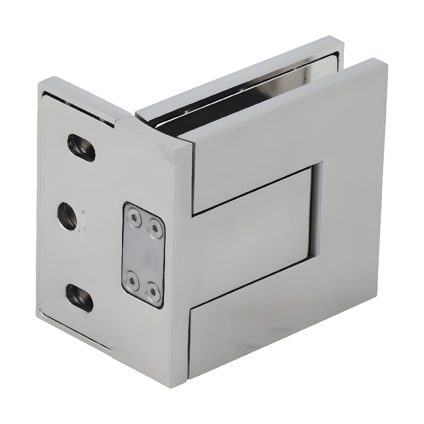 PAL044BN Palermo series brushed-nickel square glass shower door hinge, wall-mount, fits 10-12mm glass.