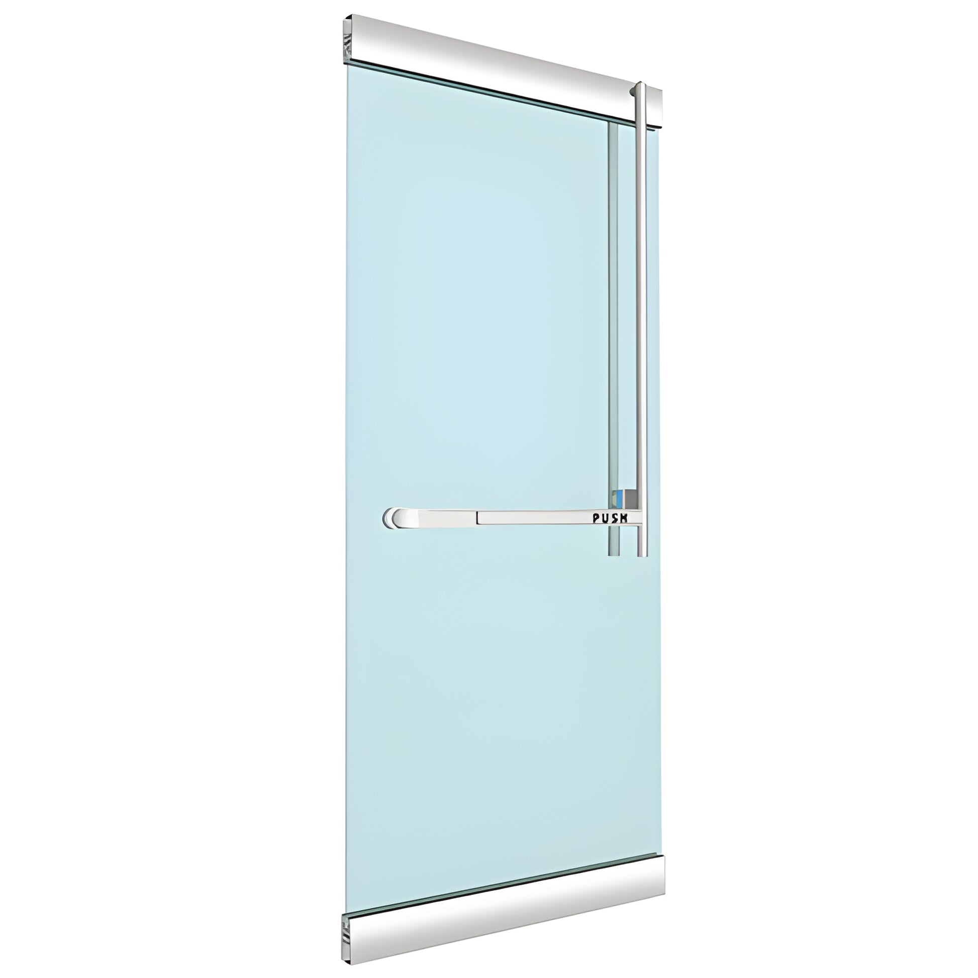 PA320JS3RKPS Blumcraft PA-320 stainless steel narrow panic device with crash bar for glass doors, right-hand