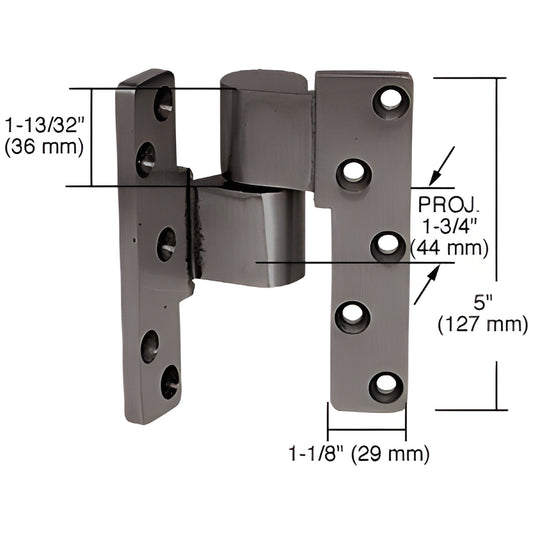 Dark bronze left-hand aluminum J190 intermediate offset pivot for storefront doors, 1-3/4" proj - SKU 41J190L313