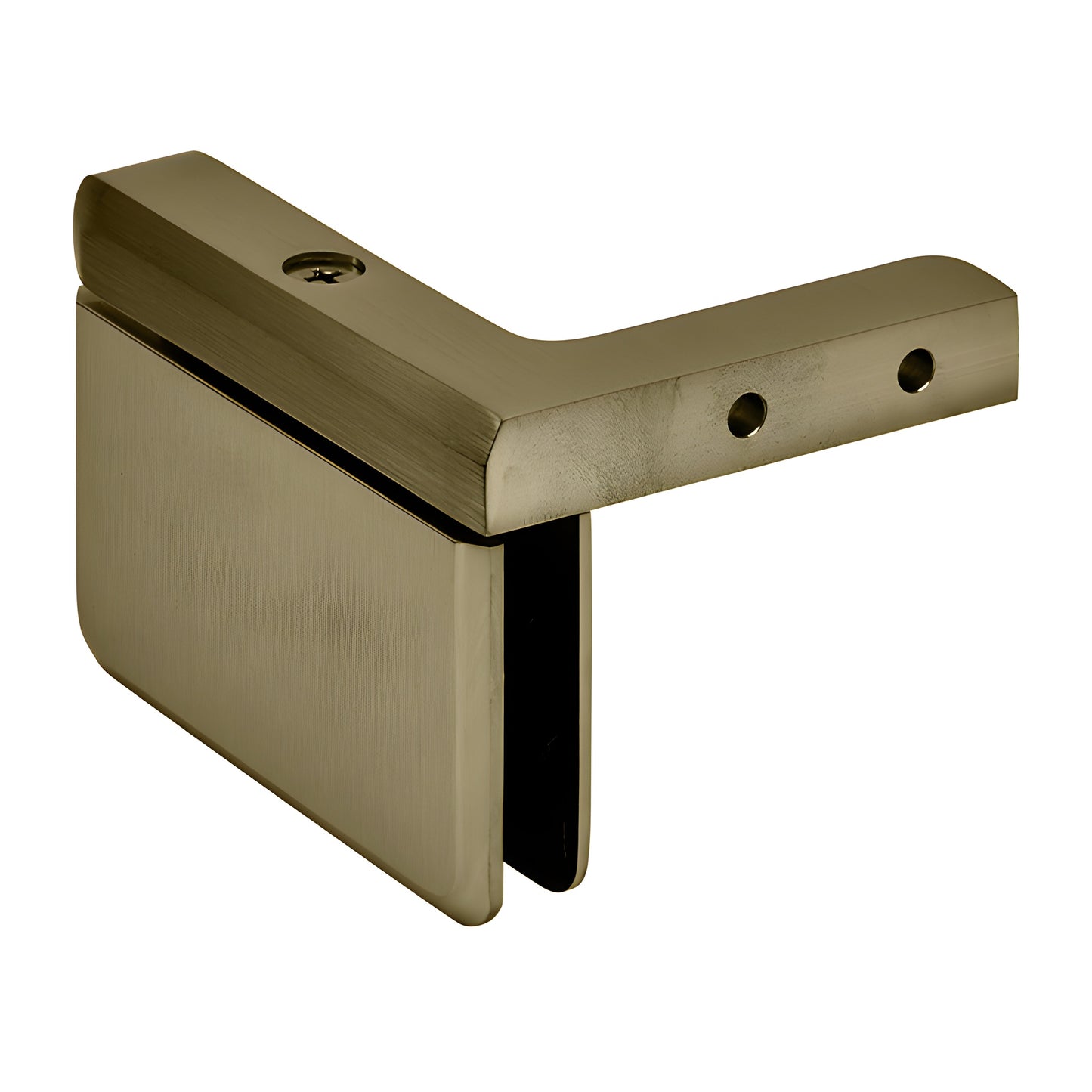 Brushed bronze beveled brass pivot hinge for 8-10mm glass shower door, right-hand (SKU PPH05RBBRZ)