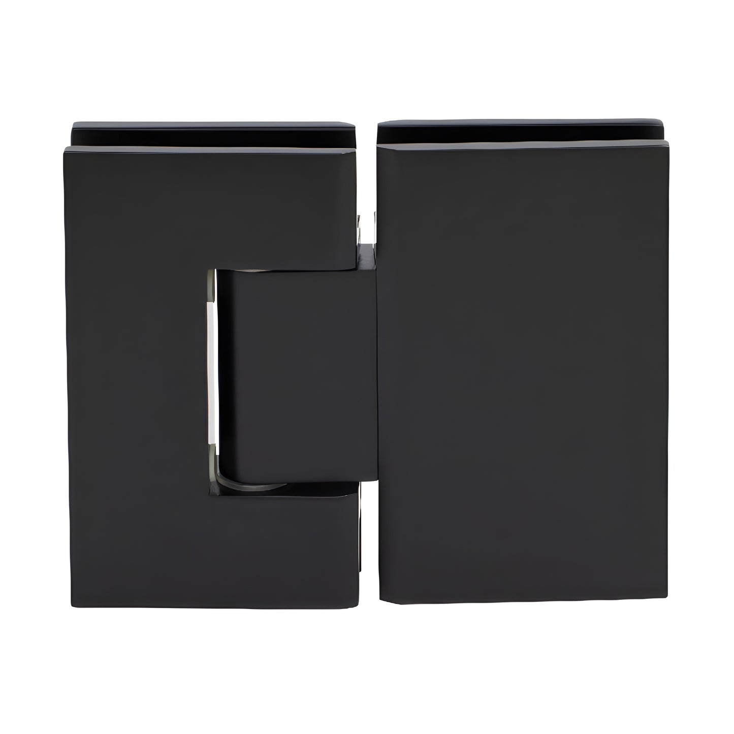 GEN580MBL matte black Geneva glass-to-glass shower hinge, solid brass, 5 pre-set reversible pivot, fits 8-12mm glass