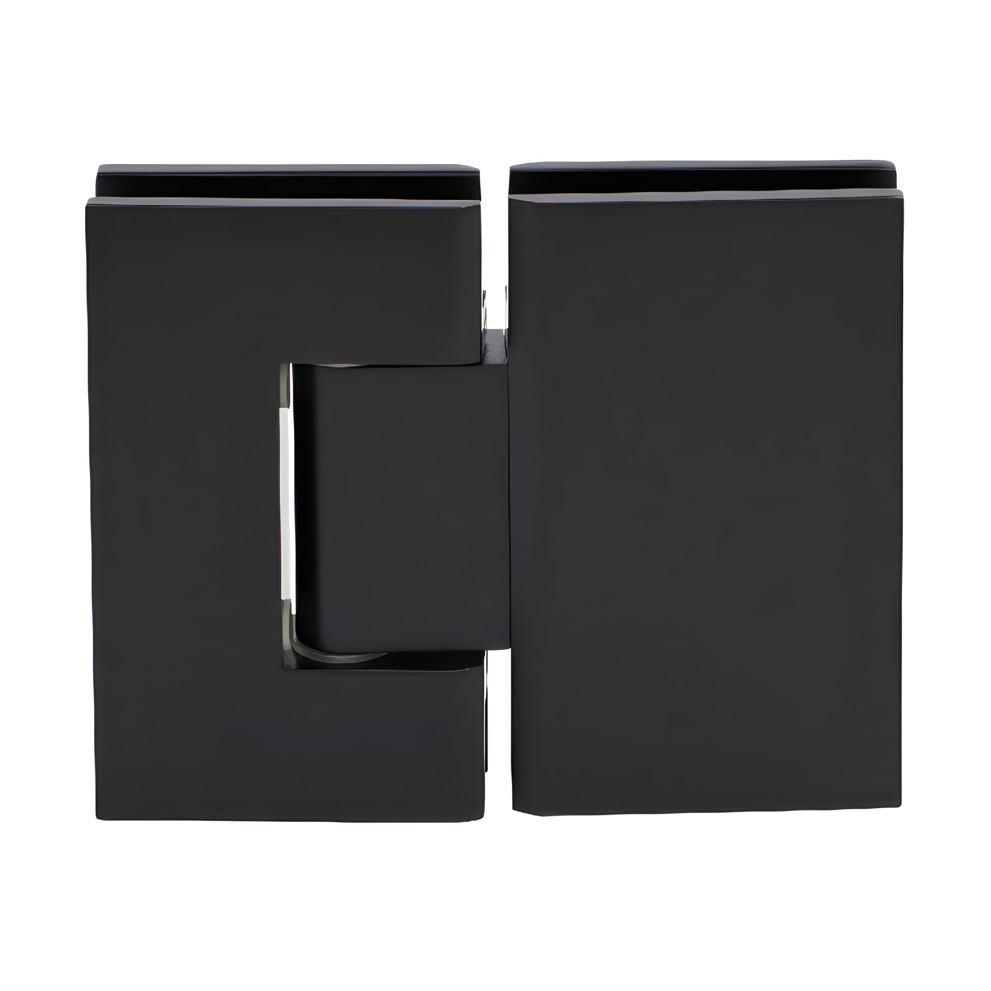 GEN580MBL matte black Geneva glass-to-glass shower hinge, solid brass, 5 pre-set reversible pivot, fits 8-12mm glass